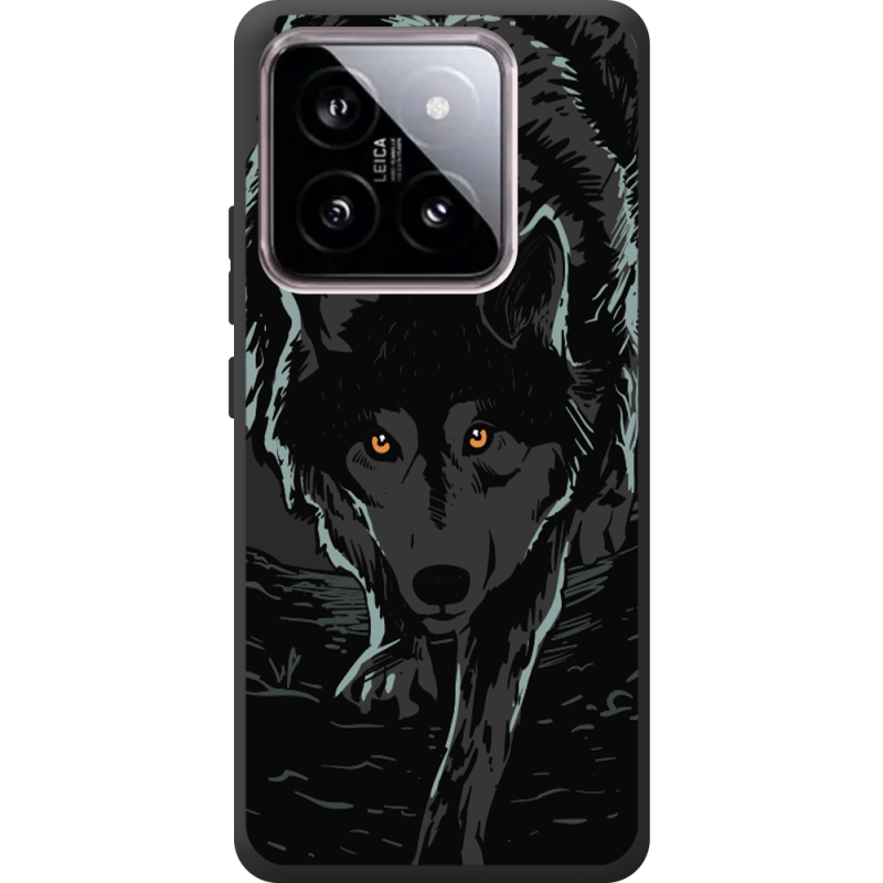 Черный чехол BoxFace Xiaomi 14 Wolf