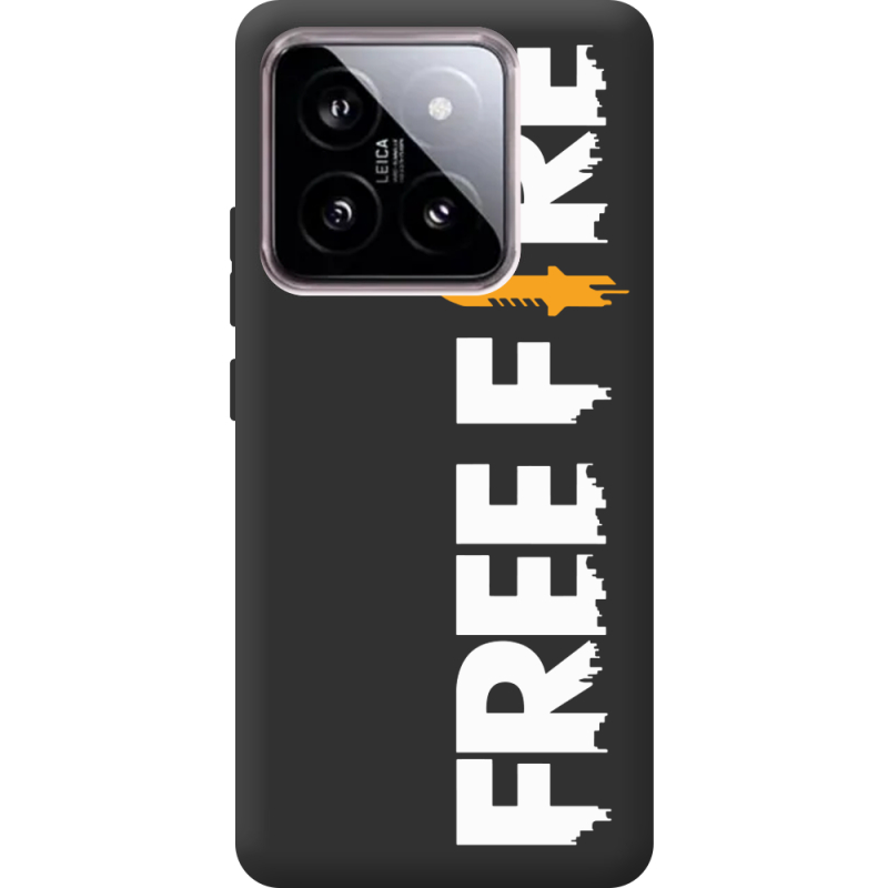 Черный чехол BoxFace Xiaomi 14 Free Fire White Logo