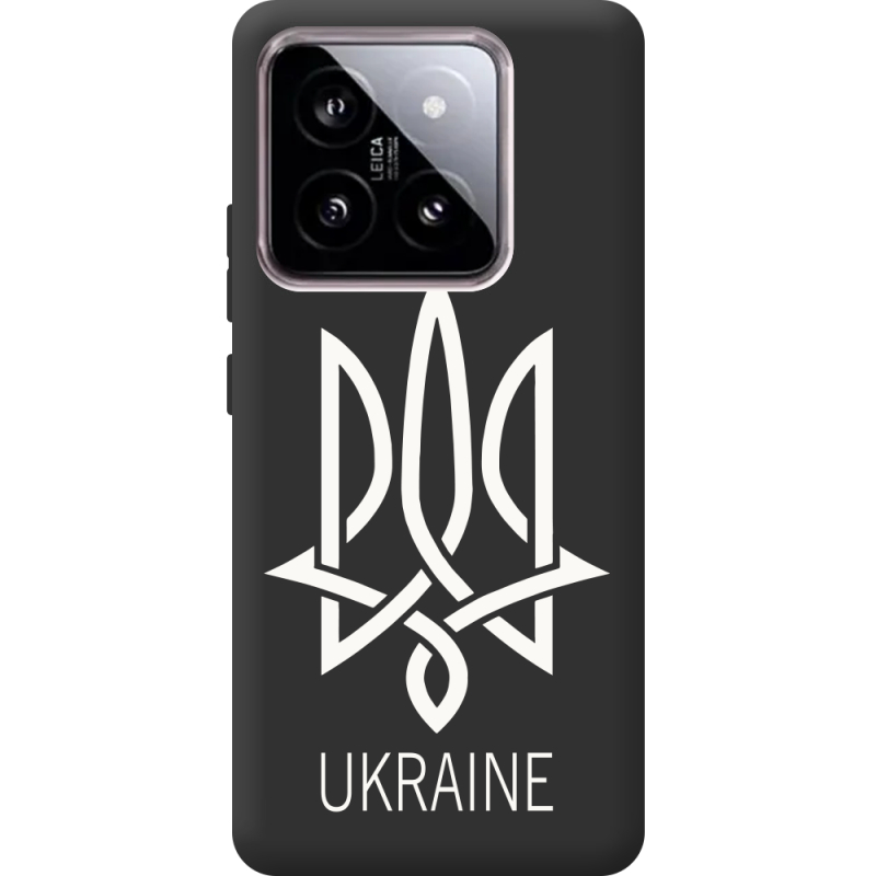 Черный чехол BoxFace Xiaomi 14 Тризуб монограмма ukraine