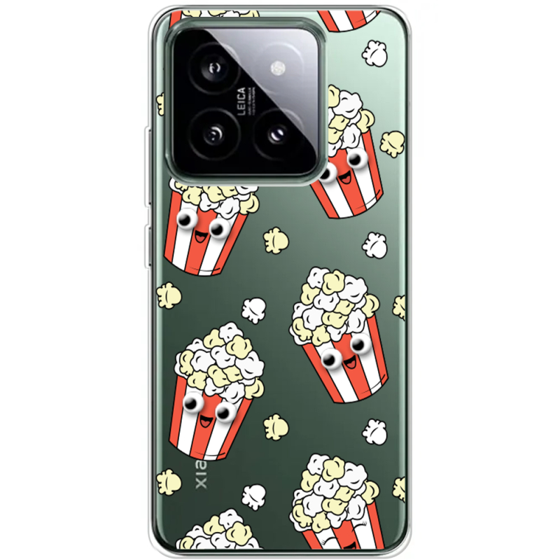 Прозрачный чехол BoxFace Xiaomi 14 Pro с 3D-глазками Popcorn