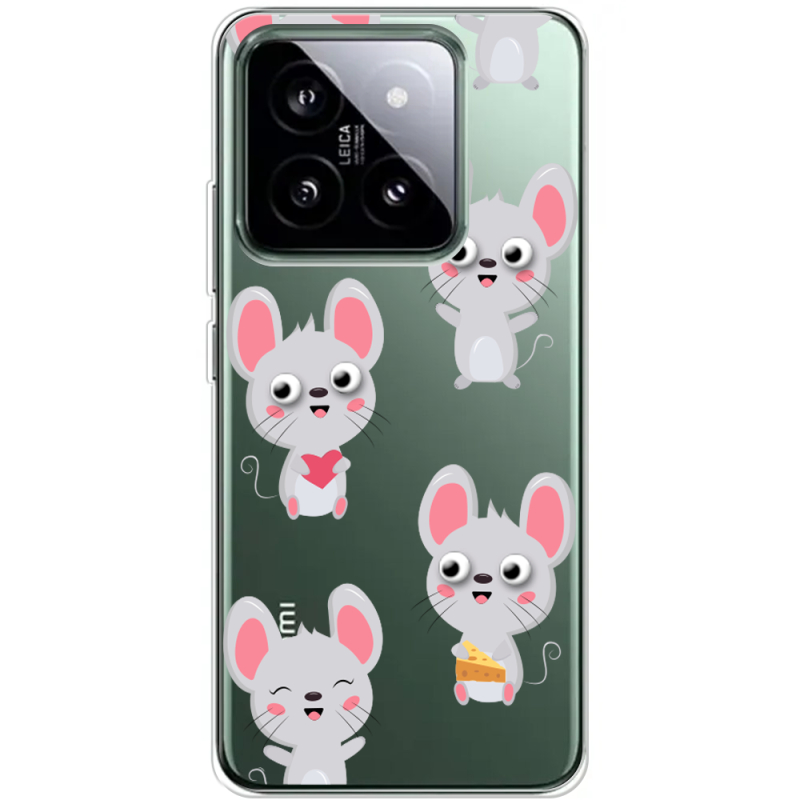Прозрачный чехол BoxFace Xiaomi 14 Pro с 3D-глазками Mouse