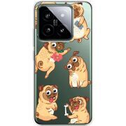 Прозрачный чехол BoxFace Xiaomi 14 Pro с 3D-глазками Pug