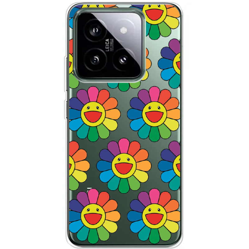 Прозрачный чехол BoxFace Xiaomi 14 Pro Hippie Flowers