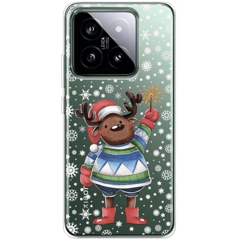 Прозрачный чехол BoxFace Xiaomi 14 Pro Christmas Deer with Snow