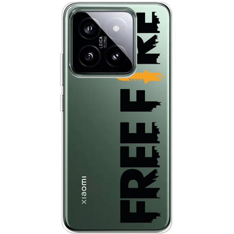 Прозрачный чехол BoxFace Xiaomi 14 Pro Free Fire Black Logo