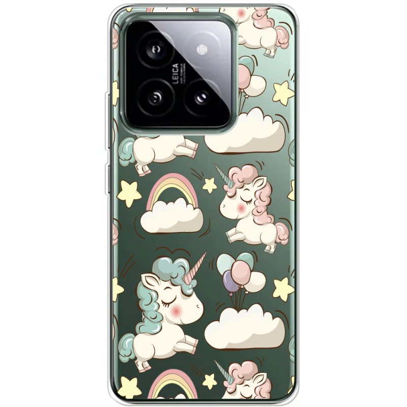 Прозрачный чехол BoxFace Xiaomi 14 Pro Unicorns