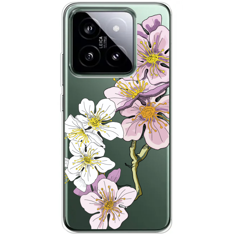 Прозрачный чехол BoxFace Xiaomi 14 Pro Cherry Blossom