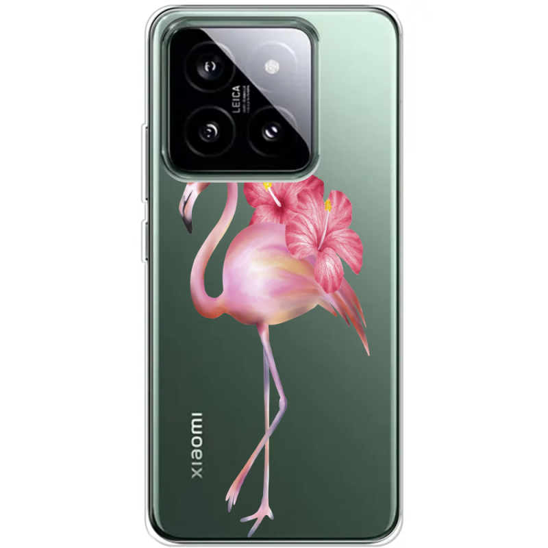 Прозрачный чехол BoxFace Xiaomi 14 Pro Floral Flamingo