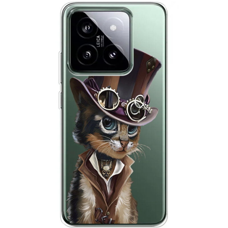 Прозрачный чехол BoxFace Xiaomi 14 Pro Steampunk Cat