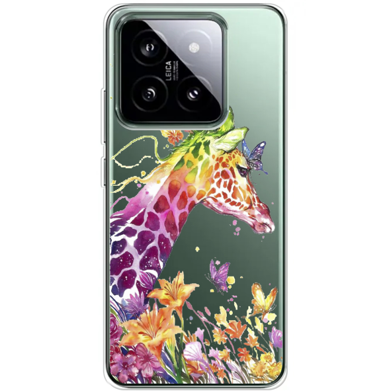 Прозрачный чехол BoxFace Xiaomi 14 Pro Colorful Giraffe