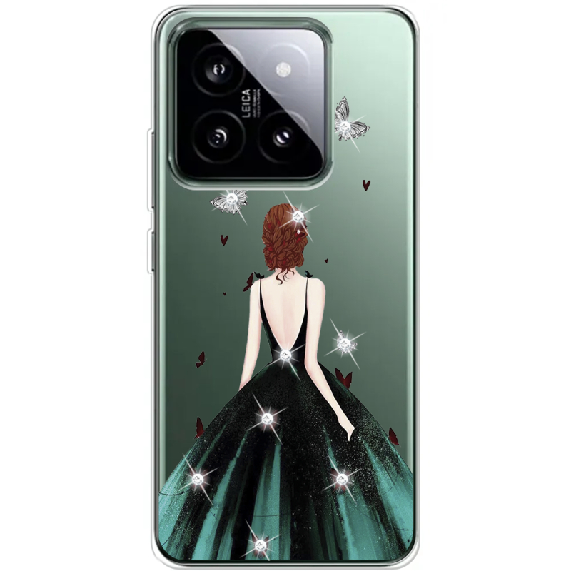 Чехол BoxFace со стразами Xiaomi 14 Pro Girl in the green dress