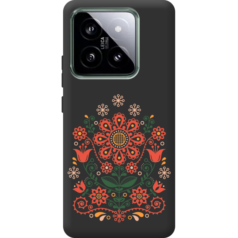 Черный чехол BoxFace Xiaomi 14 Pro Ukrainian Ornament