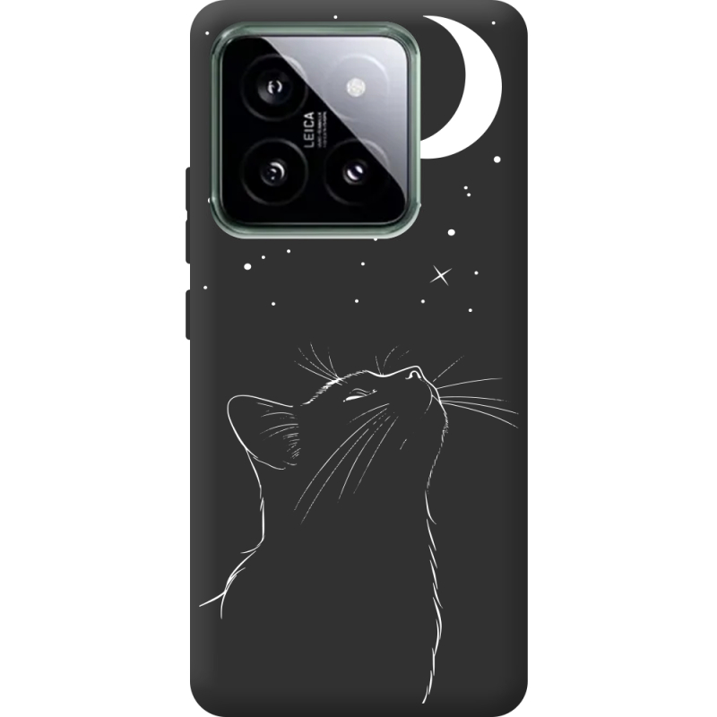 Черный чехол BoxFace Xiaomi 14 Pro Місячний кіт