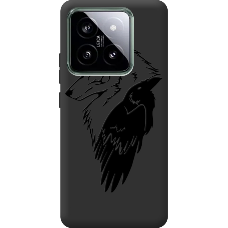 Черный чехол BoxFace Xiaomi 14 Pro Wolf and Raven