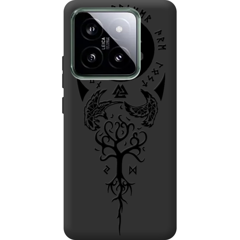 Черный чехол BoxFace Xiaomi 14 Pro Hugin and Munin