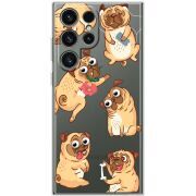 Прозрачный чехол BoxFace Samsung Galaxy S24 Ultra с 3D-глазками Pug