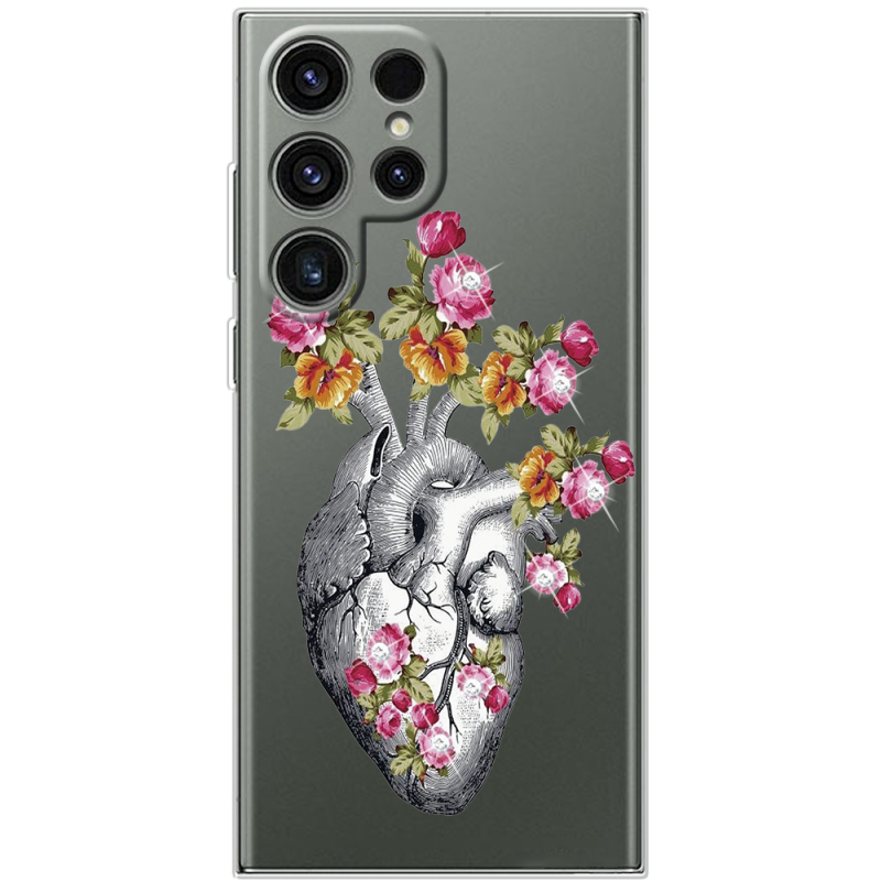 Чехол со стразами Samsung Galaxy S24 Ultra Heart