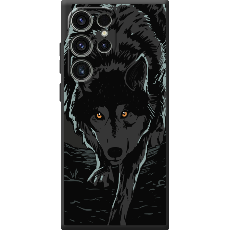 Черный чехол BoxFace Samsung Galaxy S24 Ultra Wolf