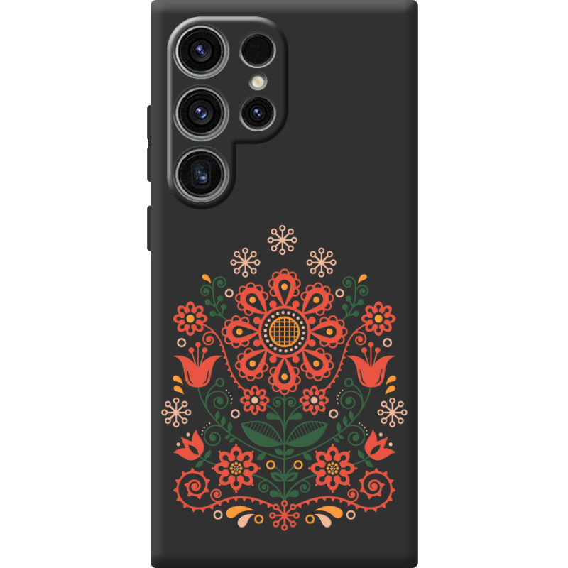 Черный чехол BoxFace Samsung Galaxy S24 Ultra Ukrainian Ornament