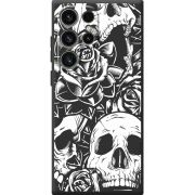 Черный чехол BoxFace Samsung Galaxy S24 Ultra Skull and Roses