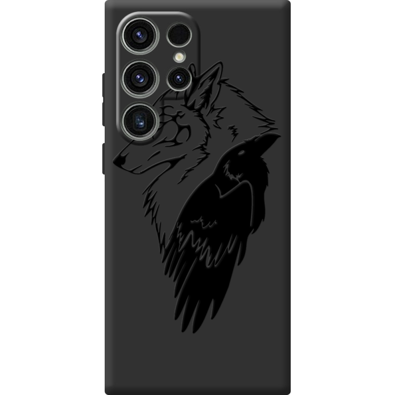 Черный чехол BoxFace Samsung Galaxy S24 Ultra Wolf and Raven