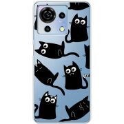 Прозрачный чехол BoxFace ZTE Blade V50 Vita с 3D-глазками Black Kitty