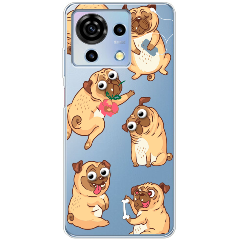 Прозрачный чехол BoxFace ZTE Blade V50 Vita с 3D-глазками Pug