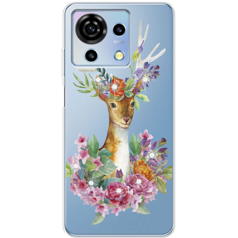 Чехол со стразами ZTE Blade V50 Vita Deer with flowers