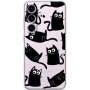 Прозрачный чехол BoxFace Samsung Galaxy S24 с 3D-глазками Black Kitty