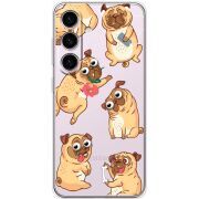 Прозрачный чехол BoxFace Samsung Galaxy S24 с 3D-глазками Pug