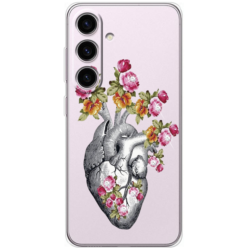 Чехол со стразами Samsung Galaxy S24 Heart