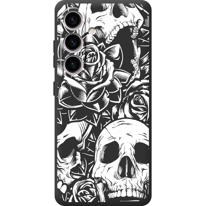 Черный чехол BoxFace Samsung Galaxy S24 Skull and Roses
