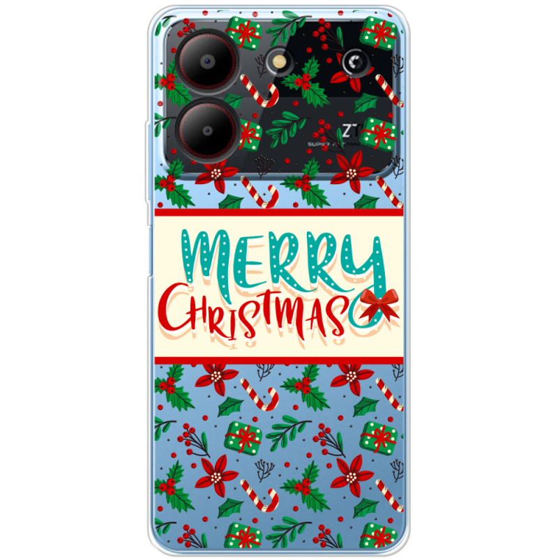 Прозрачный чехол BoxFace ZTE Blade A54 Vintage Christmas Pattern