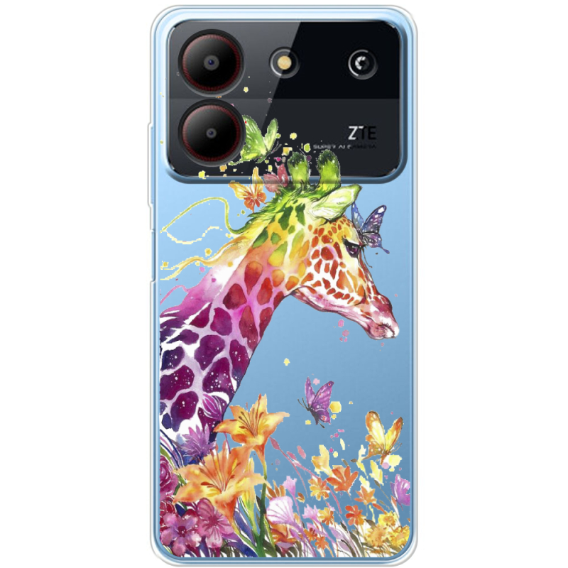 Прозрачный чехол BoxFace ZTE Blade A54 Colorful Giraffe