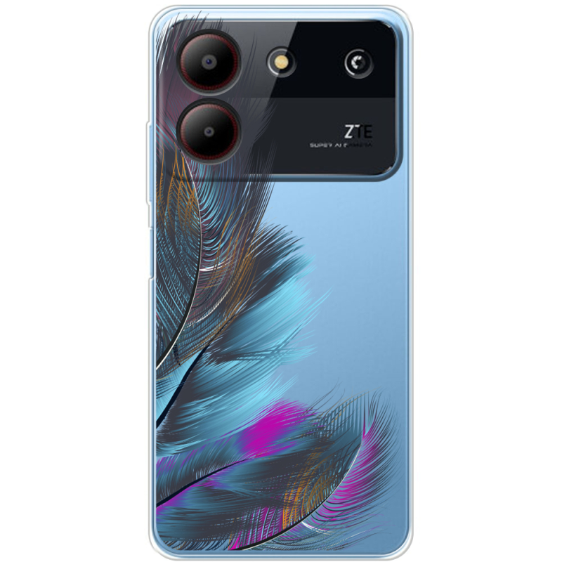 Прозрачный чехол BoxFace ZTE Blade A54 Feathers