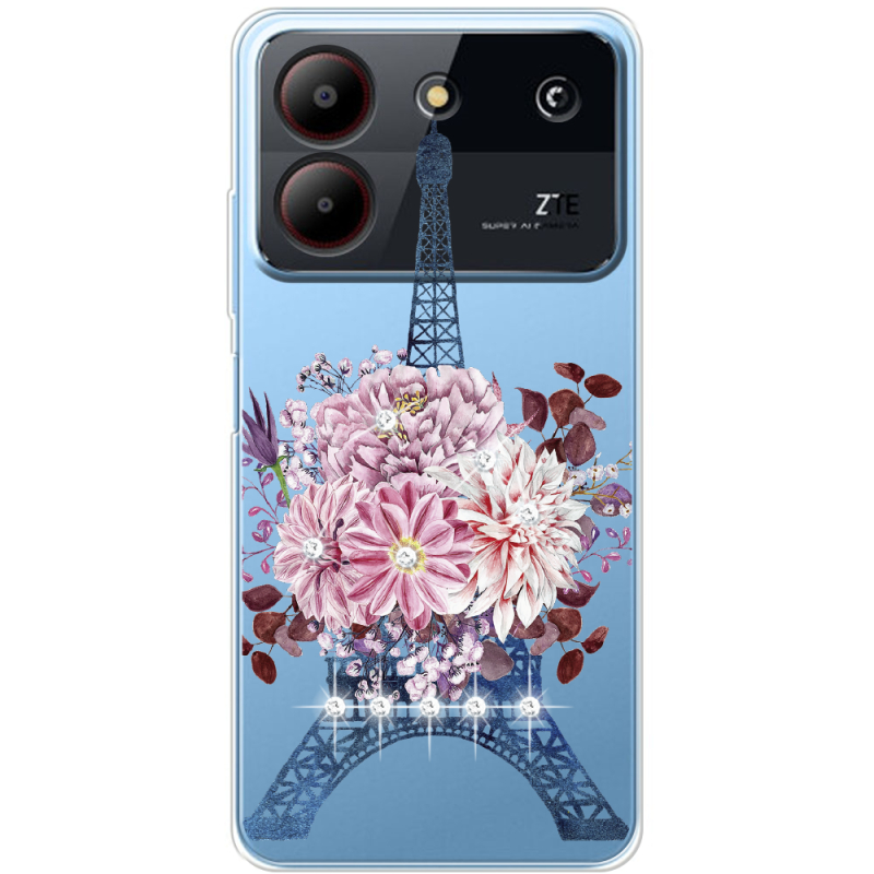 Чехол со стразами ZTE Blade A54 Eiffel Tower