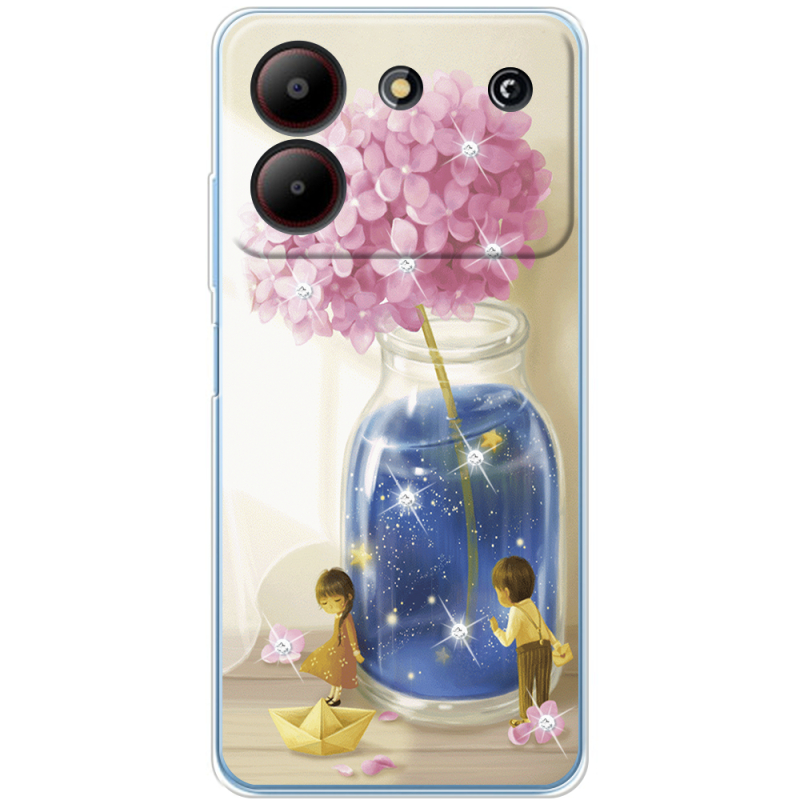 Чехол со стразами ZTE Blade A54 Little Boy and Girl