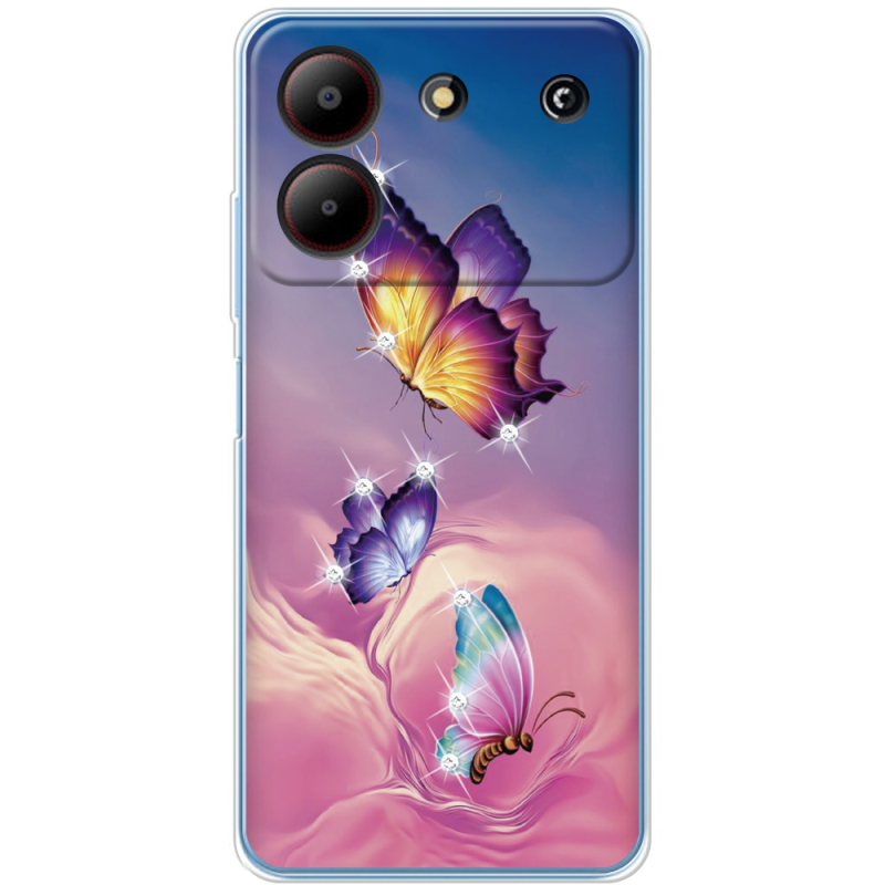 Чехол со стразами ZTE Blade A54 Butterflies