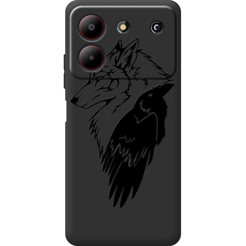 Черный чехол BoxFace ZTE Blade A54 Wolf and Raven