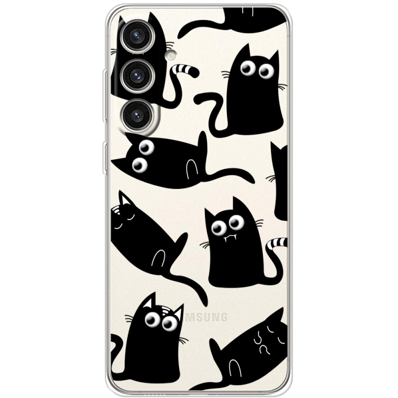 Прозрачный чехол BoxFace Samsung Galaxy S24 Plus с 3D-глазками Black Kitty