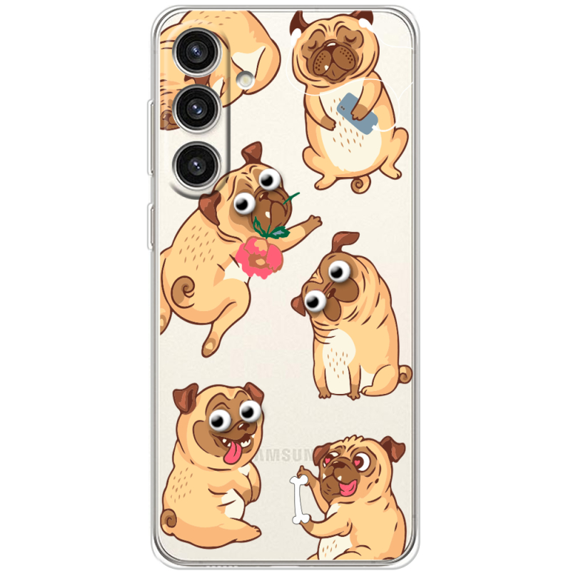 Прозрачный чехол BoxFace Samsung Galaxy S24 Plus с 3D-глазками Pug