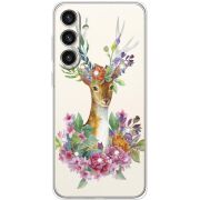 Чехол со стразами Samsung Galaxy S24 Plus Deer with flowers
