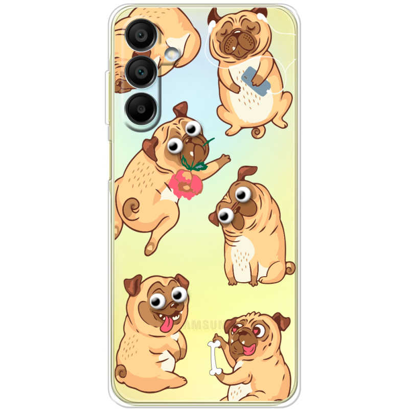 Прозрачный чехол BoxFace Samsung Galaxy A15 (A155) с 3D-глазками Pug