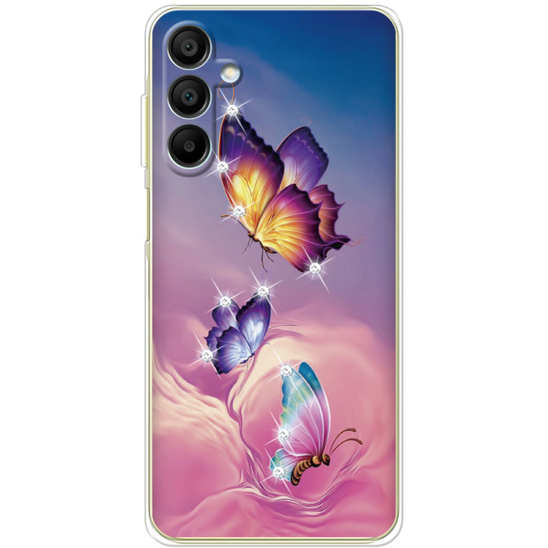 Чехол со стразами Samsung Galaxy A15 (A155) Butterflies