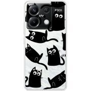 Прозрачный чехол BoxFace Xiaomi Poco X6 5G с 3D-глазками Black Kitty