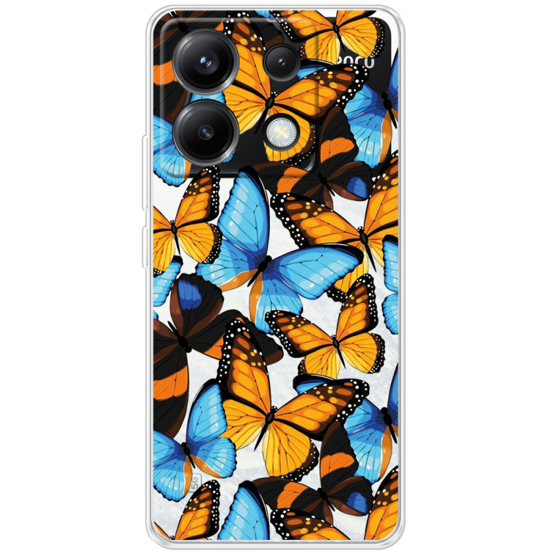 Прозрачный чехол BoxFace Xiaomi Poco X6 5G Butterfly Morpho