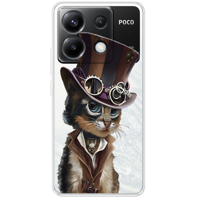 Прозрачный чехол BoxFace Xiaomi Poco X6 5G Steampunk Cat