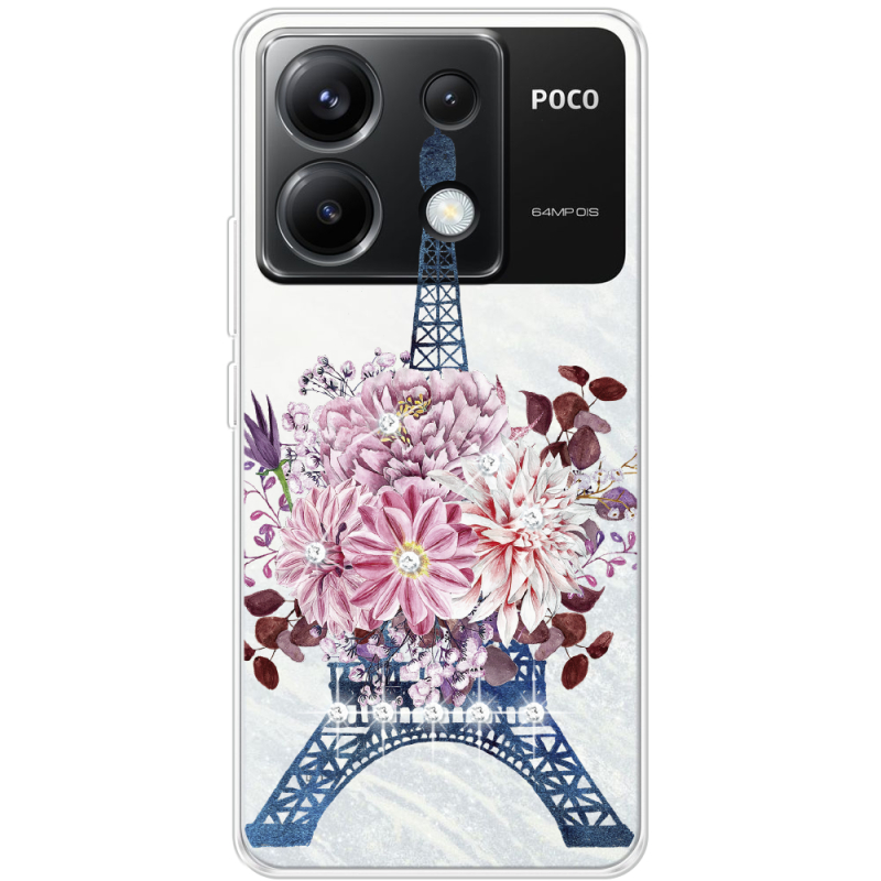 Чехол со стразами Xiaomi Poco X6 5G Eiffel Tower