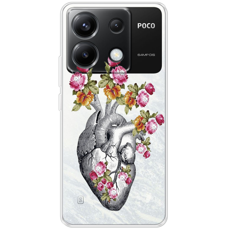 Чехол со стразами Xiaomi Poco X6 5G Heart