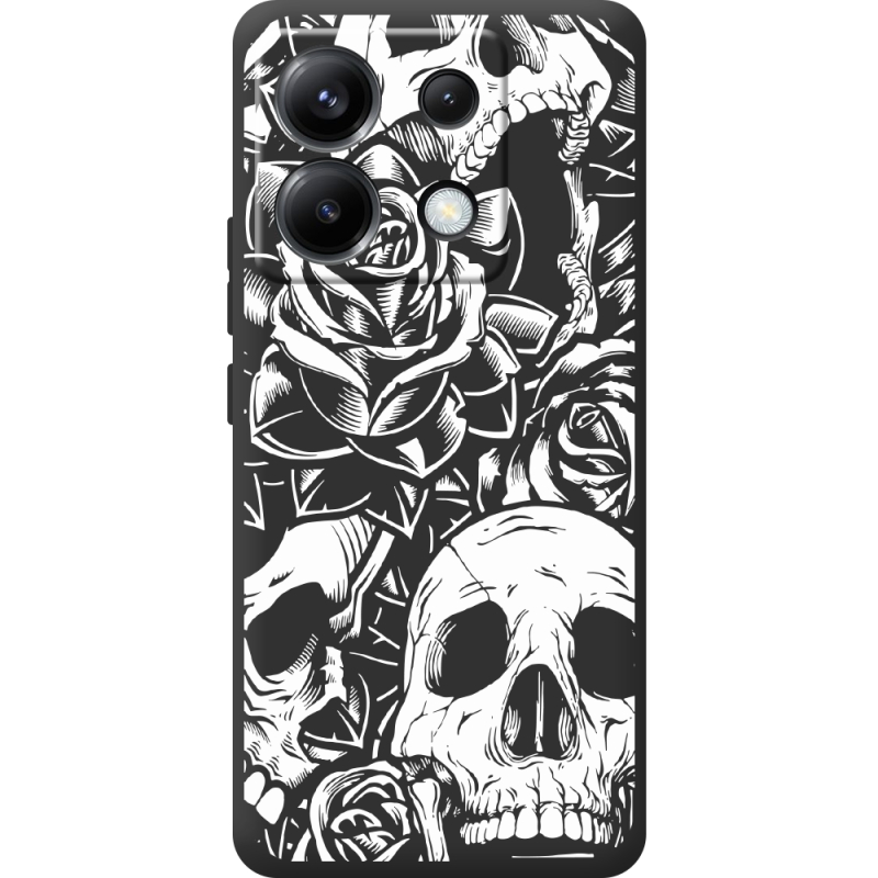 Черный чехол BoxFace Poco X6 5G Skull and Roses